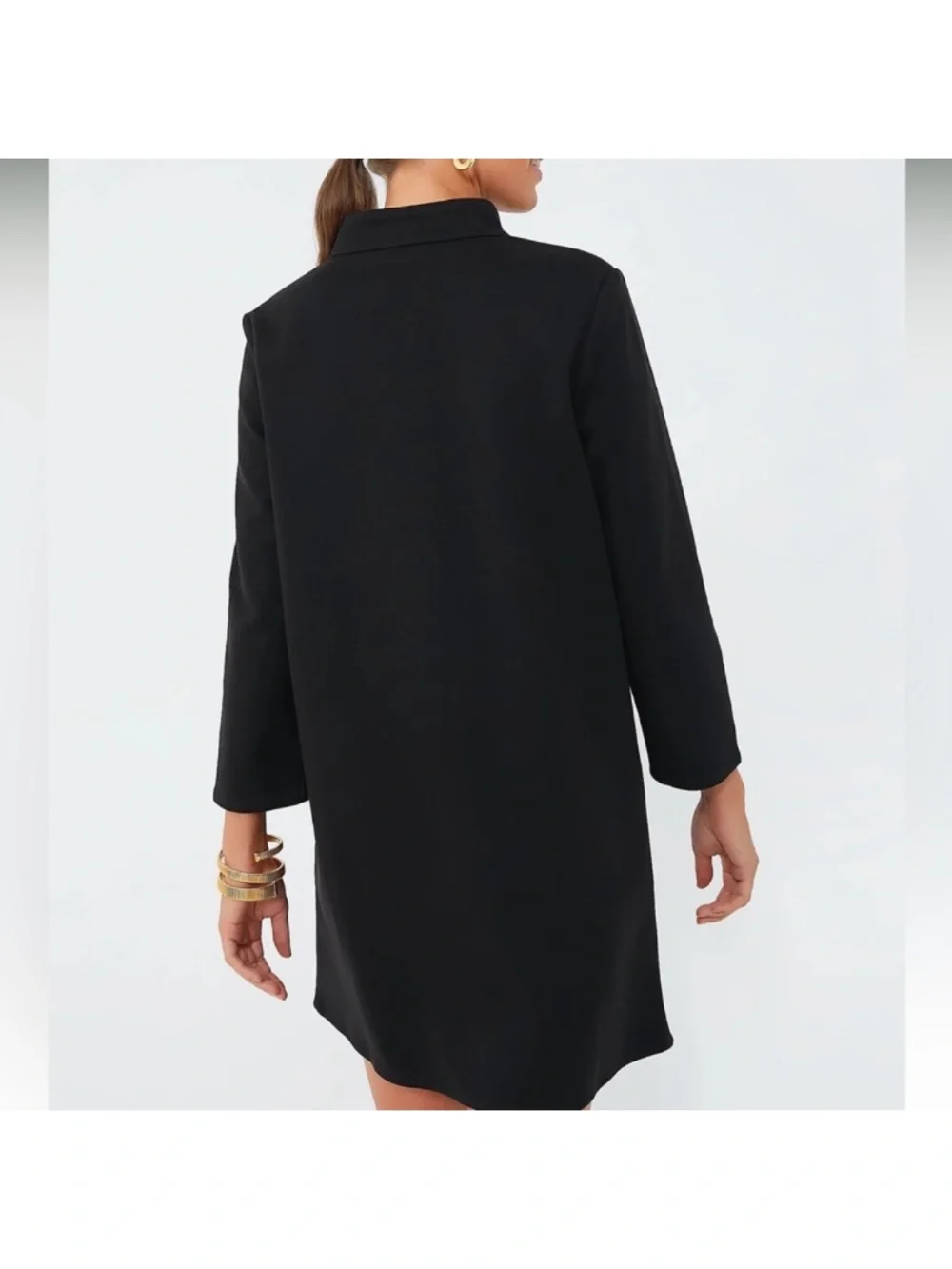 Tuckernuck Avery Dress XS Black Shift Dress Long Sleeve Classic Preppy Mini - Picture 9 of 13